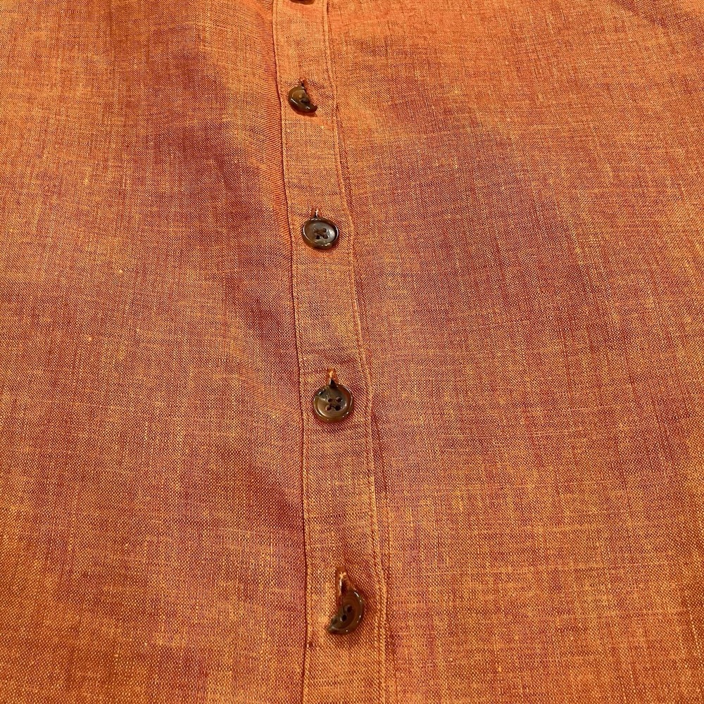 Company Ellen Tracy Linen Button Front Midi Skirt Orange Rust Womens Size 16 - Picture 2 of 16